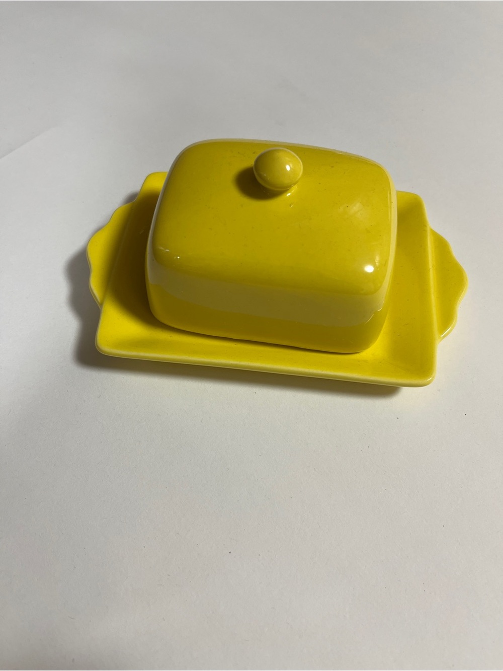 Yellow butter dish